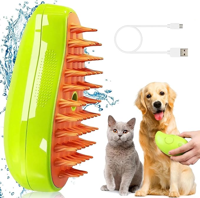Steam Grooming Brush for Dogs & Cats – Tangle-Free, Shedding Control