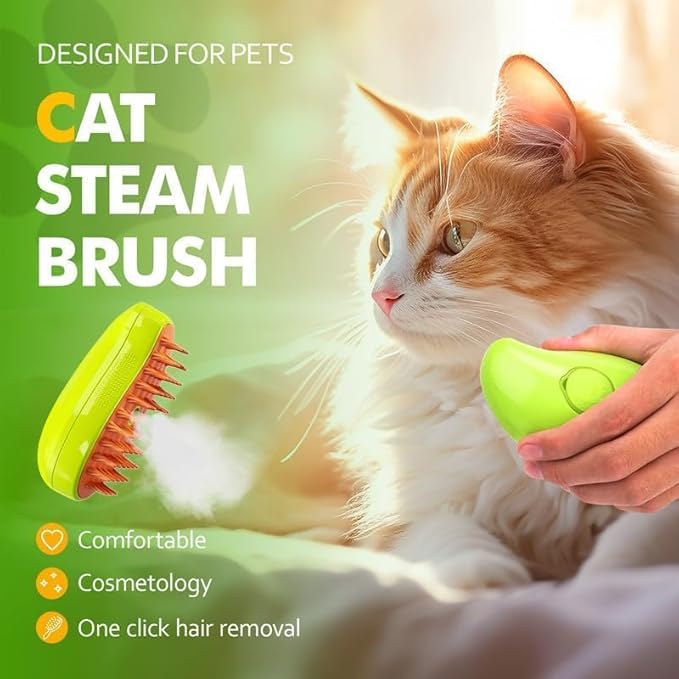 Steam Grooming Brush for Dogs & Cats – Tangle-Free, Shedding Control