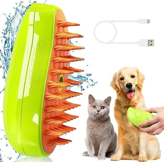 Steam Grooming Brush for Dogs & Cats – Tangle-Free, Shedding Control